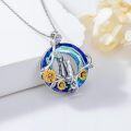 wholesale TOUPOP Cat Gifts For Cat Lovers 1 2 3 Cats Necklace 925 Sterling Silver Rose Flower Blue Crystal Jewelry Birthday Christmas Gifts For Women Her Mom -0-1