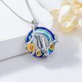 TOUPOP Sterling Silver Blue Crystal 1 2 3 Cats Rose Flower Necklace Gift-0-1