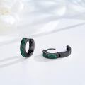 wholesale 925 Sterling Silver Green Enamel Huggie Earrings Wholesale With Geometric Design-0-1
