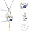 wholesale 925 Sterling Silver Scorpion Pendant with Blue Stone and Gold Chain Necklace for Men-0-1