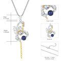 wholesale 925 Sterling Silver Scorpion Pendant with Blue Stone and Gold Chain Necklace for Men-0-1
