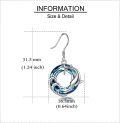 wholesale 925 Sterling Silver Blue Crystal Dolphin Circle Drop Earrings for Women Girls Mom  4cm Long-0-2
