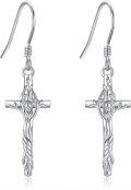 wholesale 925 Sterling Silver Cross Vine Drop Earrings for Women-0-0