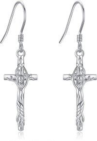 wholesale 925 Sterling Silver Cross Vine Drop Earrings for Women-cross tree of life Earrings