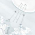 wholesale 925 Sterling Silver Moonstone Drop Earrings with Crescent Shape and Chain Design for Women-0-4