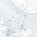 wholesale 925 Sterling Silver Moonstone Drop Earrings with Crescent Shape and Chain Design for Women-0-4