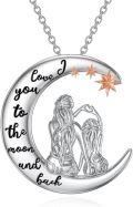 wholesale 925 Sterling Silver Moon & Stars Necklace Gift for Mom Nana Mother Daughter Love You to the Moon and Back Pendant Chain 45cm/18inches Length-0-0