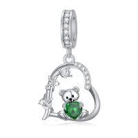 wholesale 925 Sterling Silver 12 Month Birthstone Teddy Bear Charms Bracelet Jewelry Gifts-May
