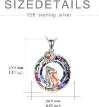 wholesale 925 Sterling Silver Rainbow Crystal Angel Pendant Necklace for Women-2 Sisters-Purple Circle Crystal