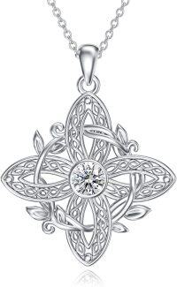 wholesale 925 Sterling Silver Birthstone Witches Knot Pendant Necklace-April