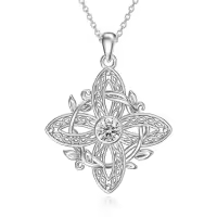 wholesale 925 Sterling Silver Birthstone Witches Knot Pendant Necklace-April