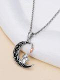 wholesale 925 Sterling Silver Rabbit Carrot Crescent Moon Charm Pendant Necklace-0-2