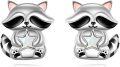 wholesale 925 Sterling Silver Animal Stud Earrings - Raccoon with Star Design-0-0