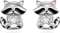 wholesale 925 Sterling Silver Animal Stud Earrings - Raccoon with Star Design-Raccoon