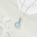 wholesale 925 Sterling Silver Teardrop Family Pendant Necklaces with Blue Opal Stone - Mothers Day Gifts for Mom and Grandmother-0-5