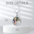 wholesale 925 Sterling Silver Wolf Howling Moon Abalone Shell Cremation Urn Memorial Pendant Necklace-0-3