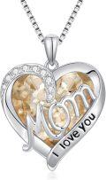 wholesale 14K Gold-Plated Sterling Silver November Birthstone Heart Necklace for Mom-0-0