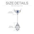 wholesale 925 Sterling Silver Evil Eye Hamsa Hand Lariat Necklace with Blue and White CZs Protection Amulet  for Women-0-3