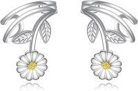 wholesale 925 Sterling Silver Daisy Flower Leaf Climbing Ear Cuffs for Women Jewelry-Daisy