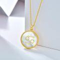 wholesale Gold 925 Sterling Silver Mother of Pearl Taurus Zodiac Pendant Necklace-0-1