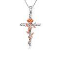 wholesale 925 Sterling Silver Rose Cross Pendant Necklace for Women-0-0