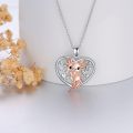 wholesale 925 Sterling Silver Heart Necklace with Rose Gold Plated Axolotl Pendant-0-1