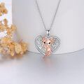 wholesale 925 Sterling Silver Heart Necklace with Rose Gold Plated Axolotl Pendant-0-1