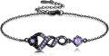 wholesale 925 Sterling Silver Infinity Purple Crystal Floral Chain Bracelet Gothic Jewelry-0-0