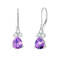 wholesale 925 Sterling Silver Garnet Teardrop Earrings-February-Amethyst,