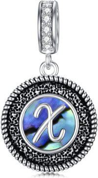 wholesale 925 Sterling Silver Abalone Shell Alphabet Charms A Z for Jewelry-X