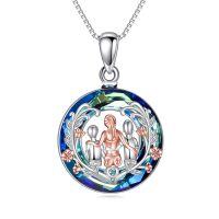 wholesale 925 Sterling Silver Mom Dad Kids Pendant Necklace-D Necklace-Mom hugged