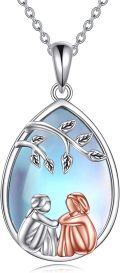 wholesale 925 Sterling Silver & Rose Gold Plated Mother Daughter Tree of Life Pendant Necklace-0-0