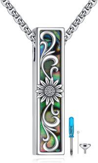 wholesale 925 Sterling Silver Abalone Shell Floral Design Cremation Jewelryåç´æ£çºªå¿µåå é¡¹ï¿?-Sunflower