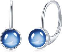 wholesale 925 Sterling Silver 7mm Egg Cut Birthstone Leverback Drop Earrings for Women Girls-December Birthstone