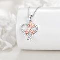 wholesale 925 Sterling Silver Heart-Shaped Pendant with Rose Gold Bow and Ballet Shoes Necklace for Women-0-3