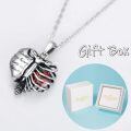 wholesale 925 Sterling Silver Cremation Jewelry Heart Urn With Sky Blue Crystal Pendant-0-5