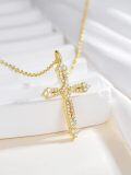 wholesale 925 Sterling Silver Cubic Zirconia-Cut Cross Pendant Necklace for Women - Faith  for Mom Wife Daughter Sister-0-3