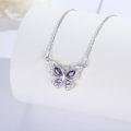 wholesale 925 Sterling Silver Purple Crystal Butterfly Pendant Necklace for Women Gifts for Her Valentines Day Jewelry-0-1