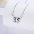 wholesale 925 Sterling Silver Purple Crystal Butterfly Pendant Necklace for Women Gifts for Her Valentines Day Jewelry-0-1
