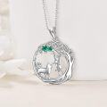 wholesale 925 Sterling Silver Bear & Dog Necklace w/ Green Stone - Mothers Day Gift-0-2