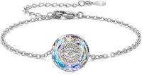 wholesale 925 Sterling Silver Rainbow Crystal Evil Eye Charm Bracelet Good Luck s for Her-White