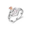 TOUPOP Sterling Silver & Rose Flower Heart Ring - Daughter Birthday Gift-0-0