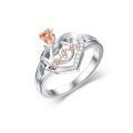 TOUPOP Sterling Silver & Rose Flower Heart Ring - Daughter Birthday Gift-0-0