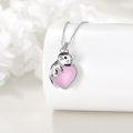 wholesale 925 Sterling Silver Pink Enamel Cat Heart Pendant Necklace for Women-0-2