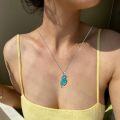 wholesale 925 Sterling Silver Turquoise and Amber Bird Pendant Necklace - Bohemian Western Style Jewelry for Women Gifts-0-4