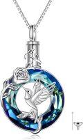 wholesale TOUPOP Urn Necklace For Ashes Butterfly/hummingbird Cremation Jewelry 925 Sterling Silver Crystal Memorial Ashes Necklace For Women -0-0