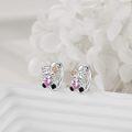wholesale 925 Sterling Silver Unicorn Pink CZ Heart Stud Earrings Gift for Girls-0-2