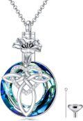 wholesale Sterling Silver Crystal Celtic Knot Heart Ashes Memorial Necklace for Women-0-17