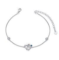 wholesale 925 Sterling Silver Birthstone Stethoscope Bracelet for Women Nurse Doctor Gift-Blue
