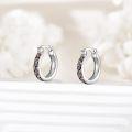 wholesale 925 Sterling Silver Red Rose Floral Huggie Hoop Earrings for Women Girls 14mm Diameter -0-3
